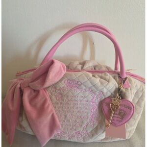 Juicy Couture Cream and Pink Quilted Baby Bag